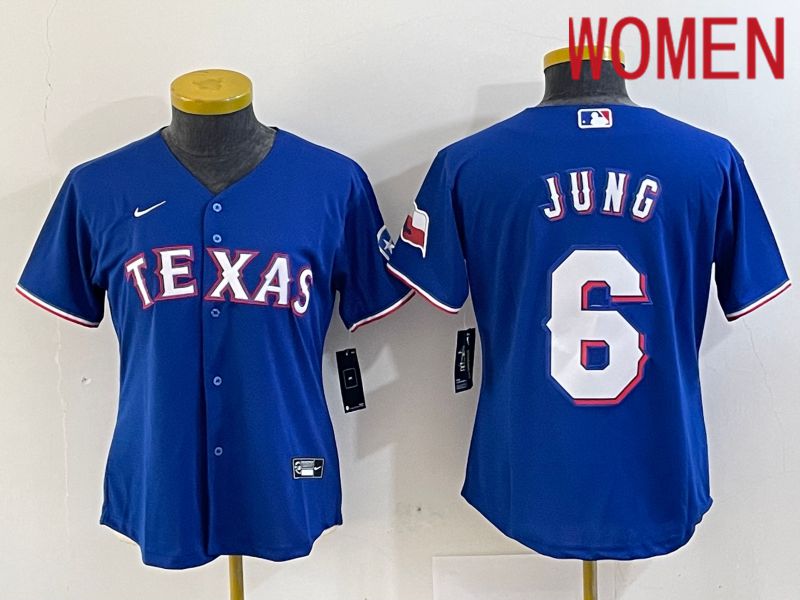Women Texas Rangers 6 Jung Blue Nike Game 2024 MLB Jersey style 1
